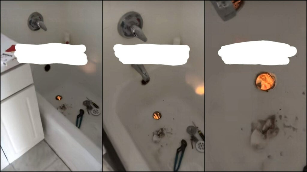 A New York woman makes eye contact with her downstairs neighbor through the hollow shower drain